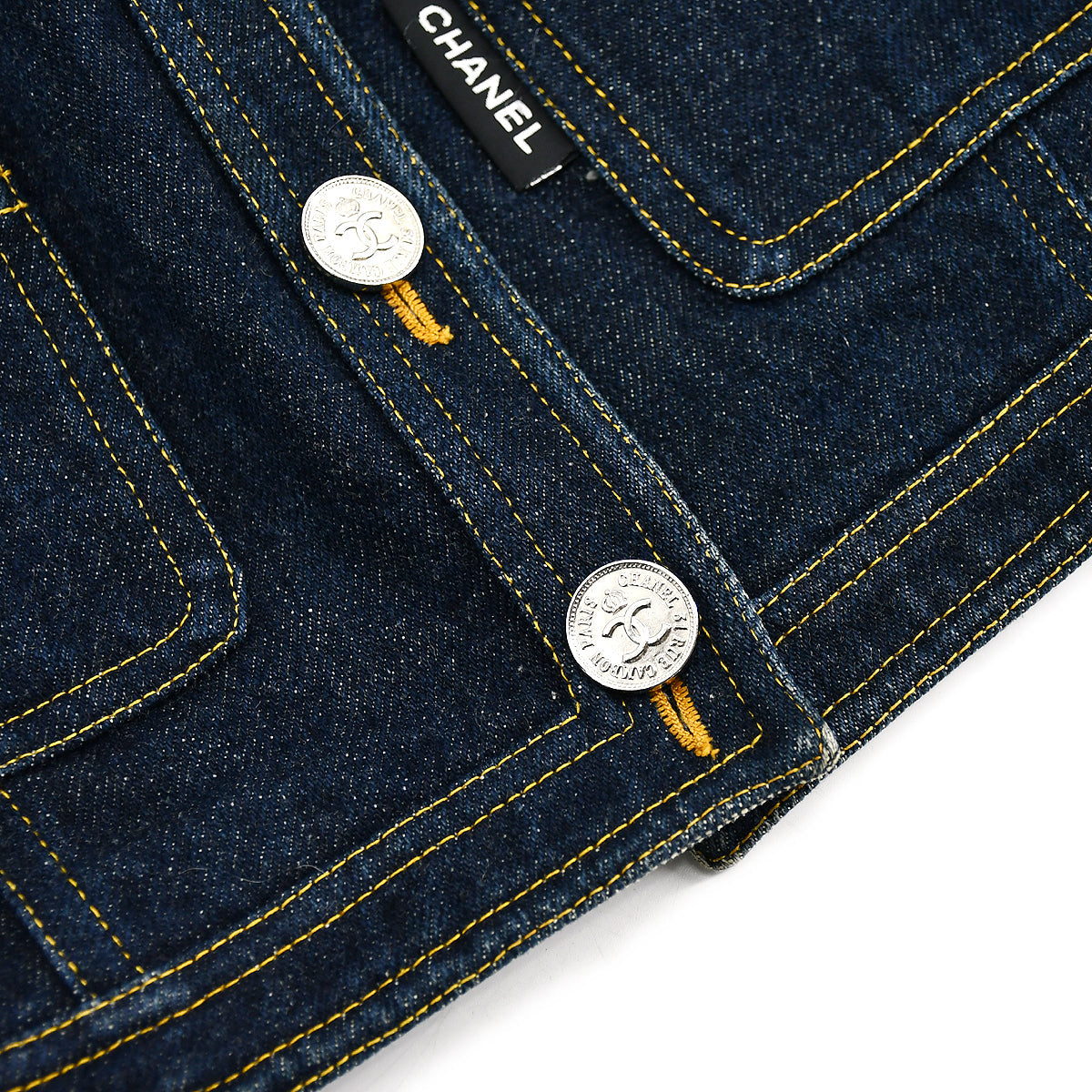 Luxury Chanel Vest Denim Jacket Indigo