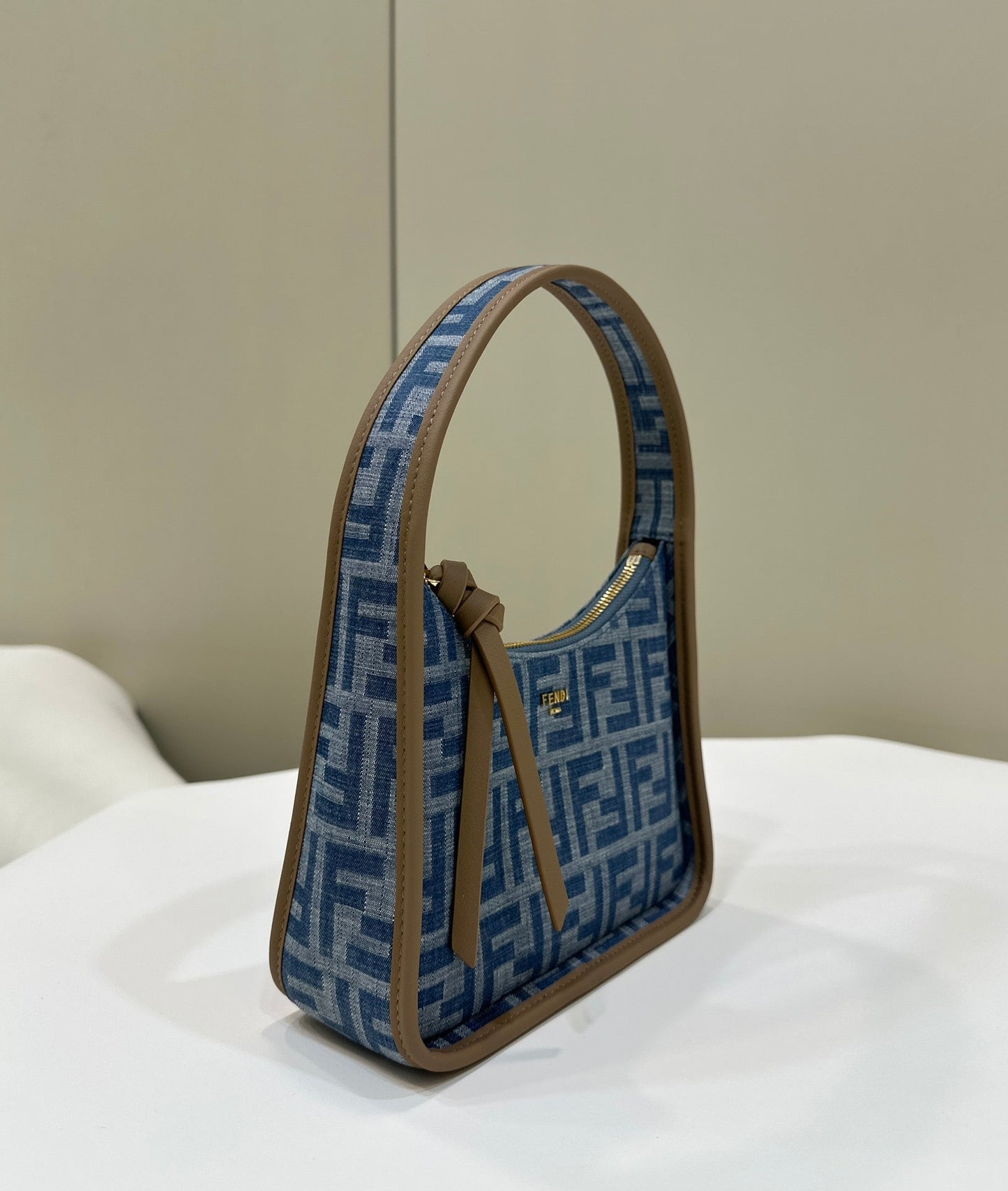 Luxury FendiLuxury FendiMEDIUM 27 BAG IN TRUE BLUE MONOGRAM DENIM GOLD HARDWARE
