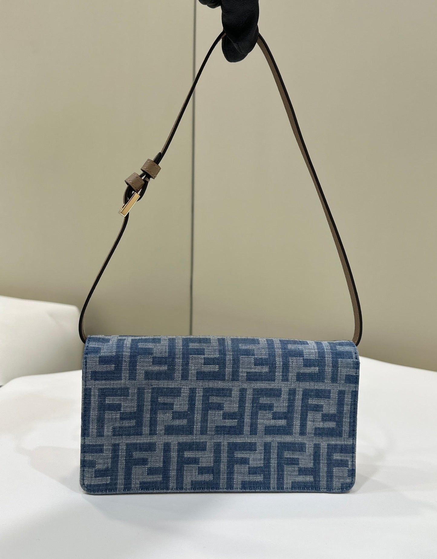 Luxury FendiBAGUETTE MINI 21 BAG IN CERULEAN BLUE MONOGRAM DENIM WITH GOLD HARDWARE