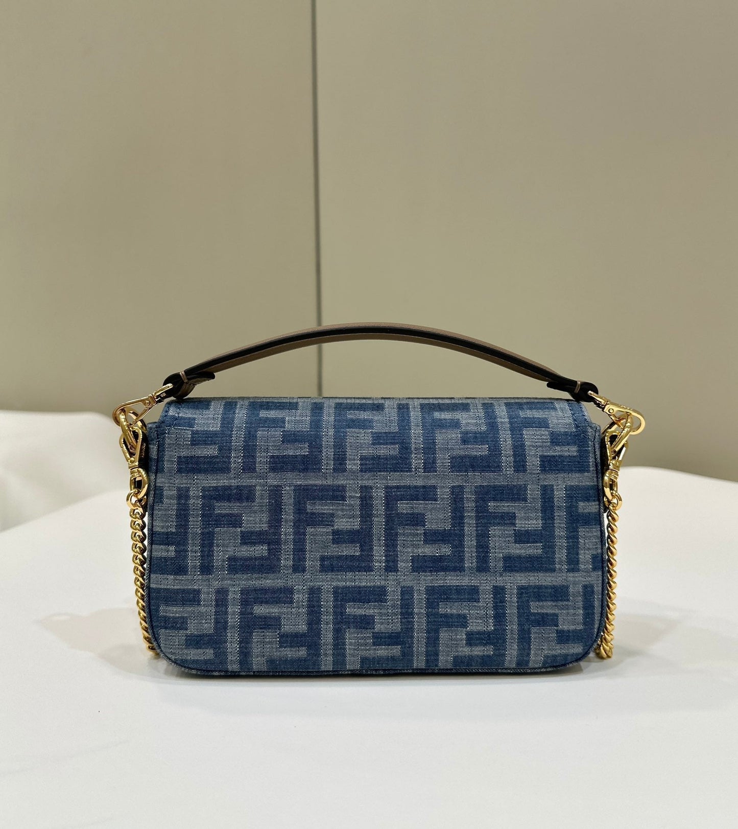 Luxury FendiBAGUETTE MINI 19 BAG IN CERULEAN BLUE MONOGRAM DENIM WITH GOLD HARDWARE