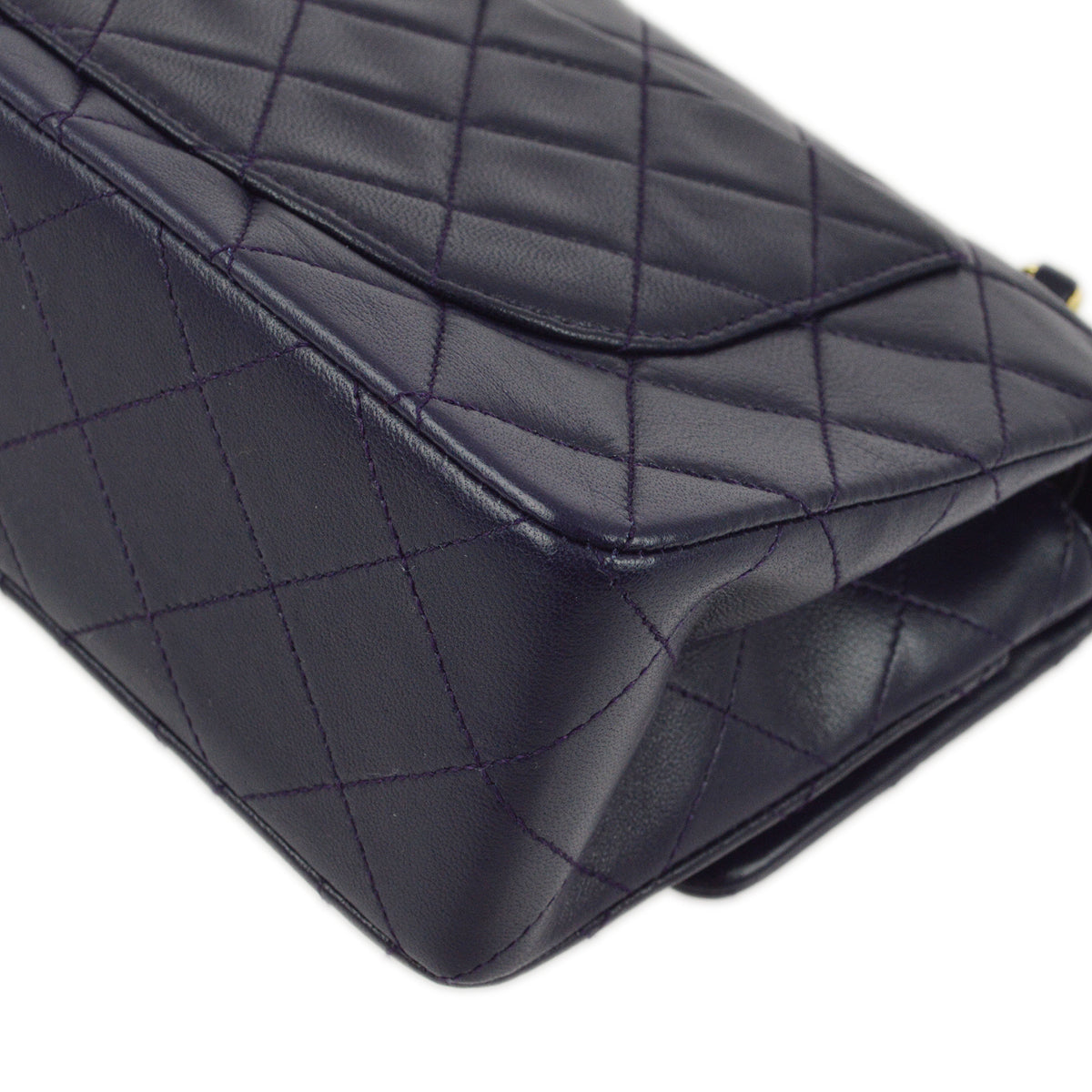 Luxury Chanel * 1989-1991 Navy Lambskin Small Classic Double Flap Shoulder Bag