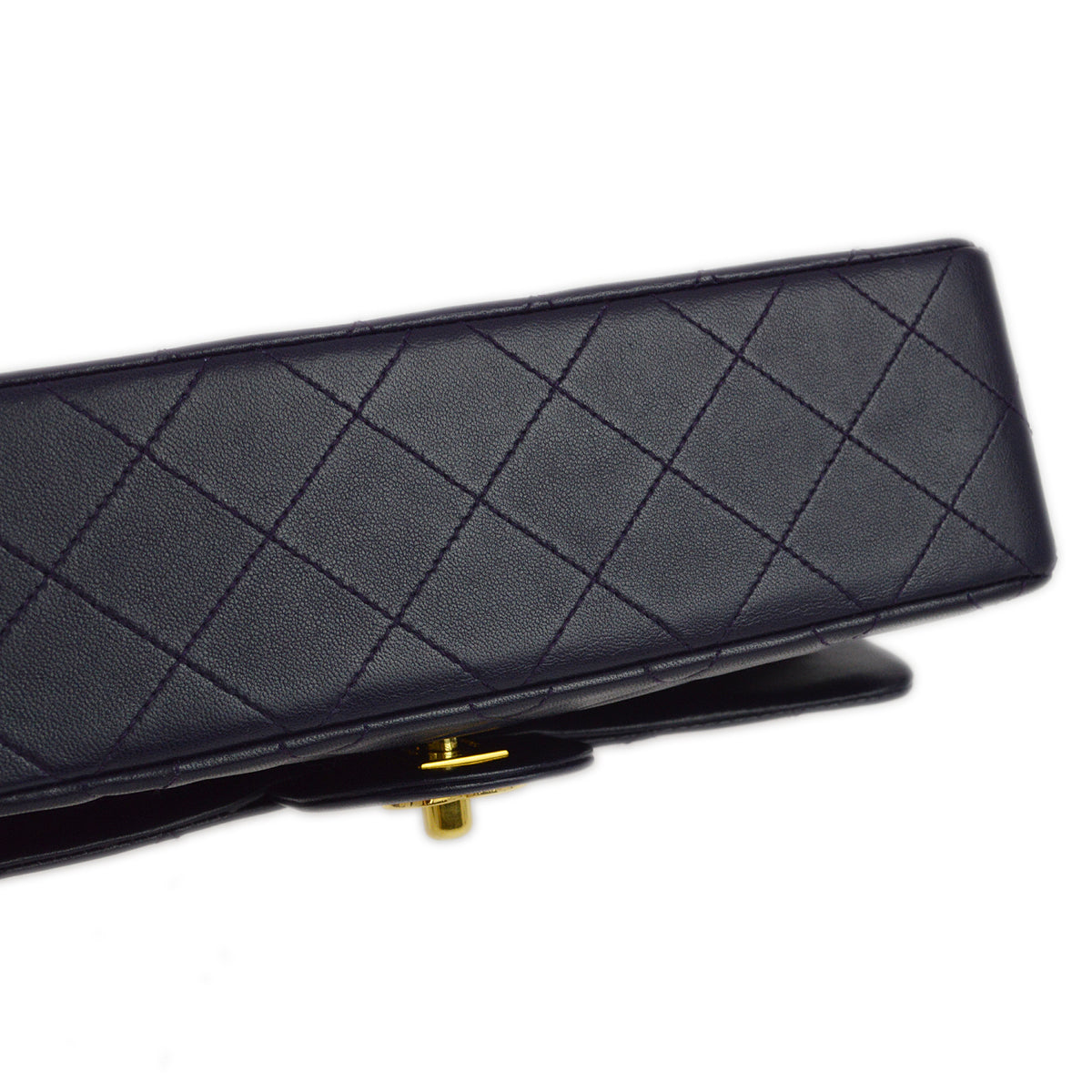 Luxury Chanel * 1989-1991 Navy Lambskin Small Classic Double Flap Shoulder Bag
