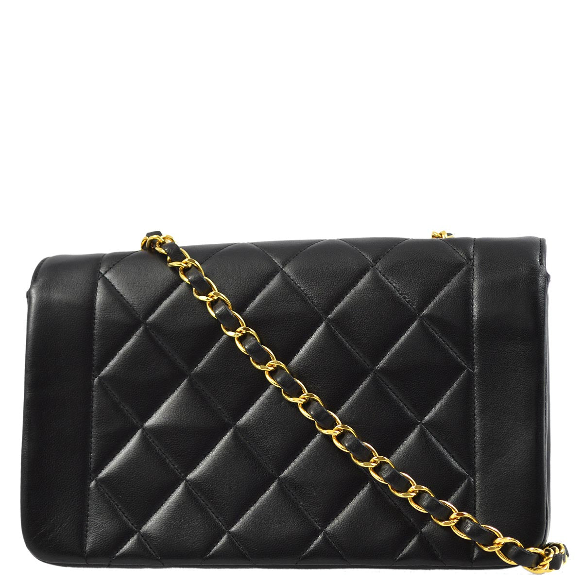 Luxury Chanel 1994-1996 Black Lambskin Small Diana Shoulder Bag