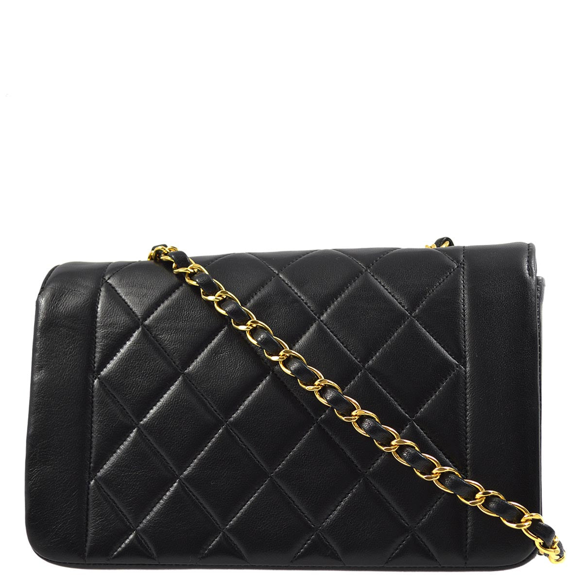 Luxury Chanel 1991-1994 Black Lambskin Small Diana Shoulder Bag