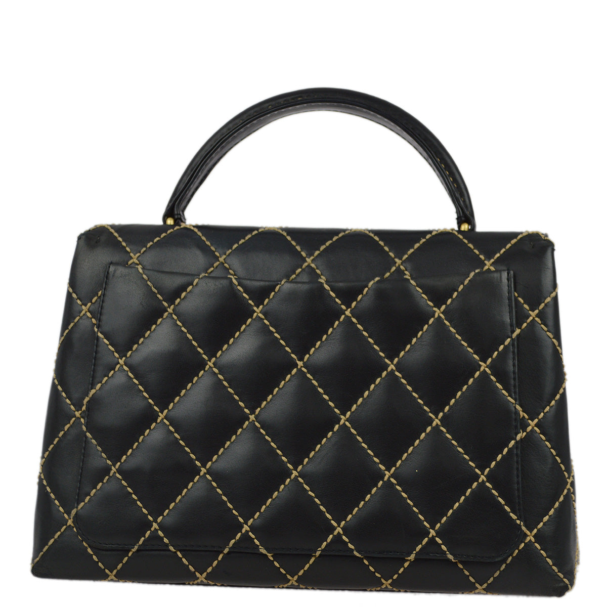 Luxury Chanel 2004-2005 Black Calfskin Wild Stitch Kelly Handbag
