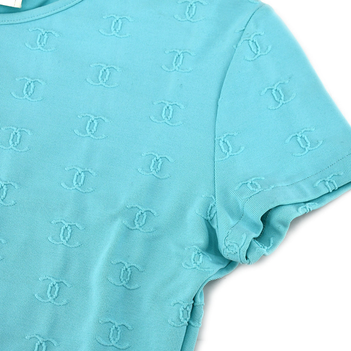 Luxury Chanel Cropped T-shirt Light Blue 97P #36