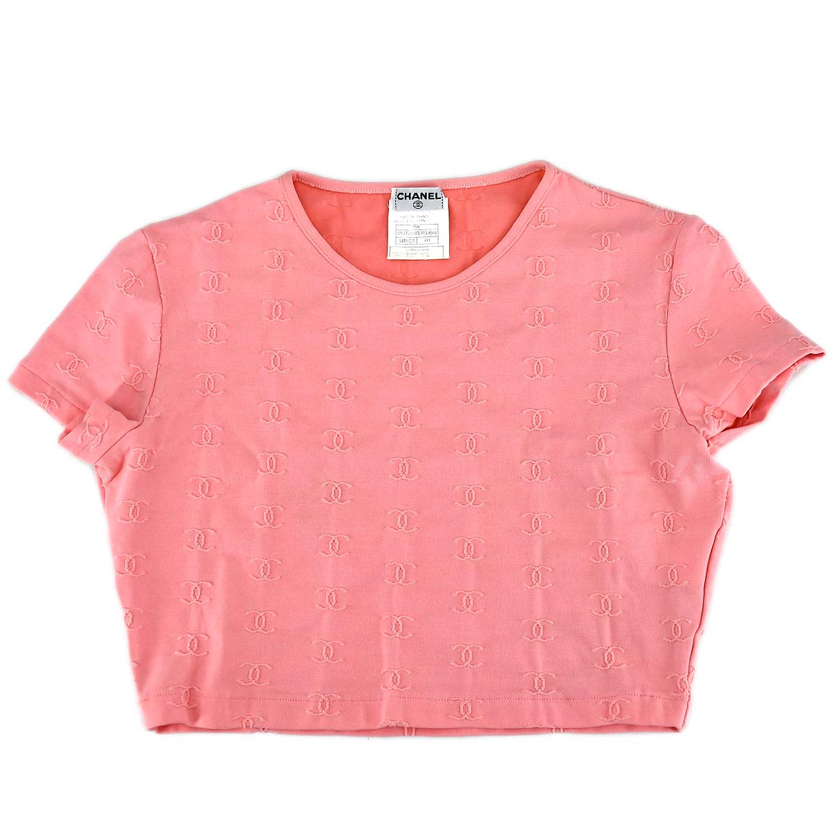 Luxury Chanel Cropped T-shirt Pink 97P #40