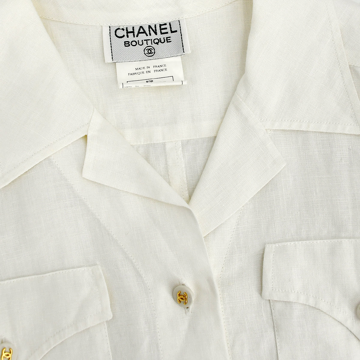 Luxury Chanel Shirt White 97P #38