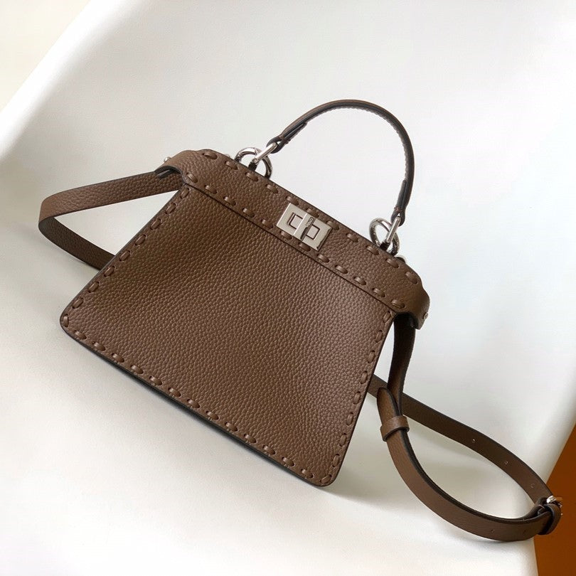 Luxury FendiPeekaboo ISeeU Petite 20 Bag Chocolate Leather Shw