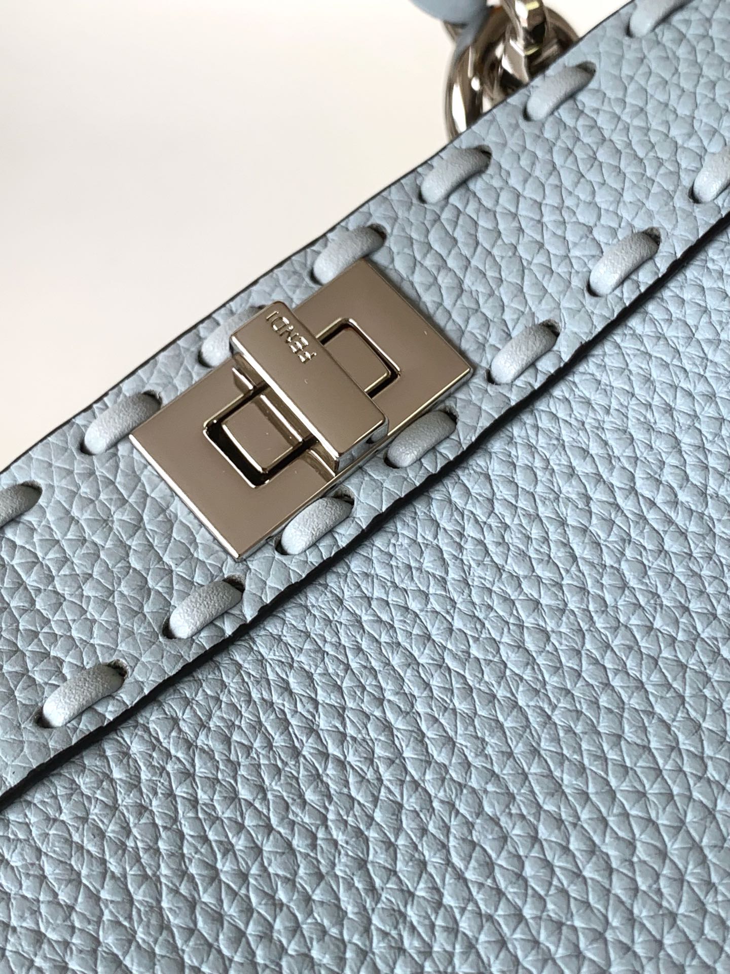 Luxury FendiPeekaboo ISeeU Petite 20 Bag Baby Blue Leather Shw