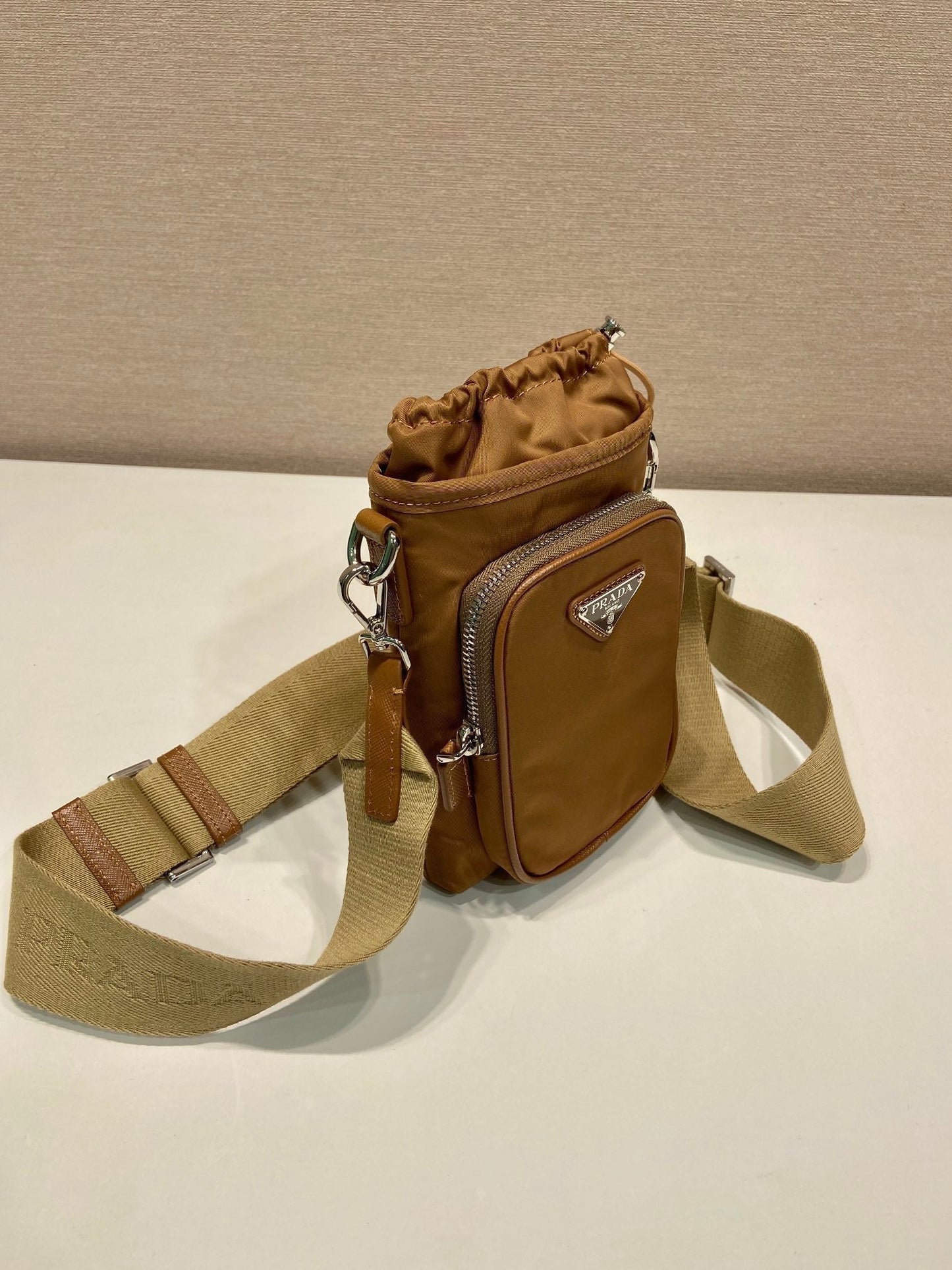 Luxury PradaPHONE BAG 18 IN SEPIA BROWN RE-NYLON