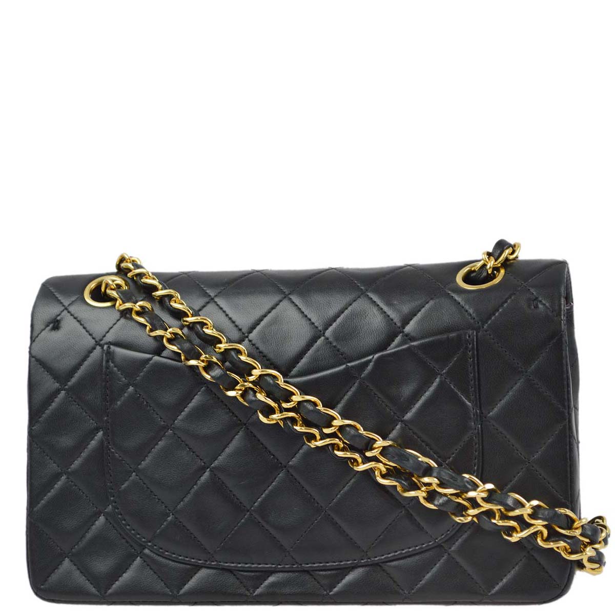 Luxury Chanel 1996-1997 Black Lambskin Small Classic Double Flap Shoulder Bag