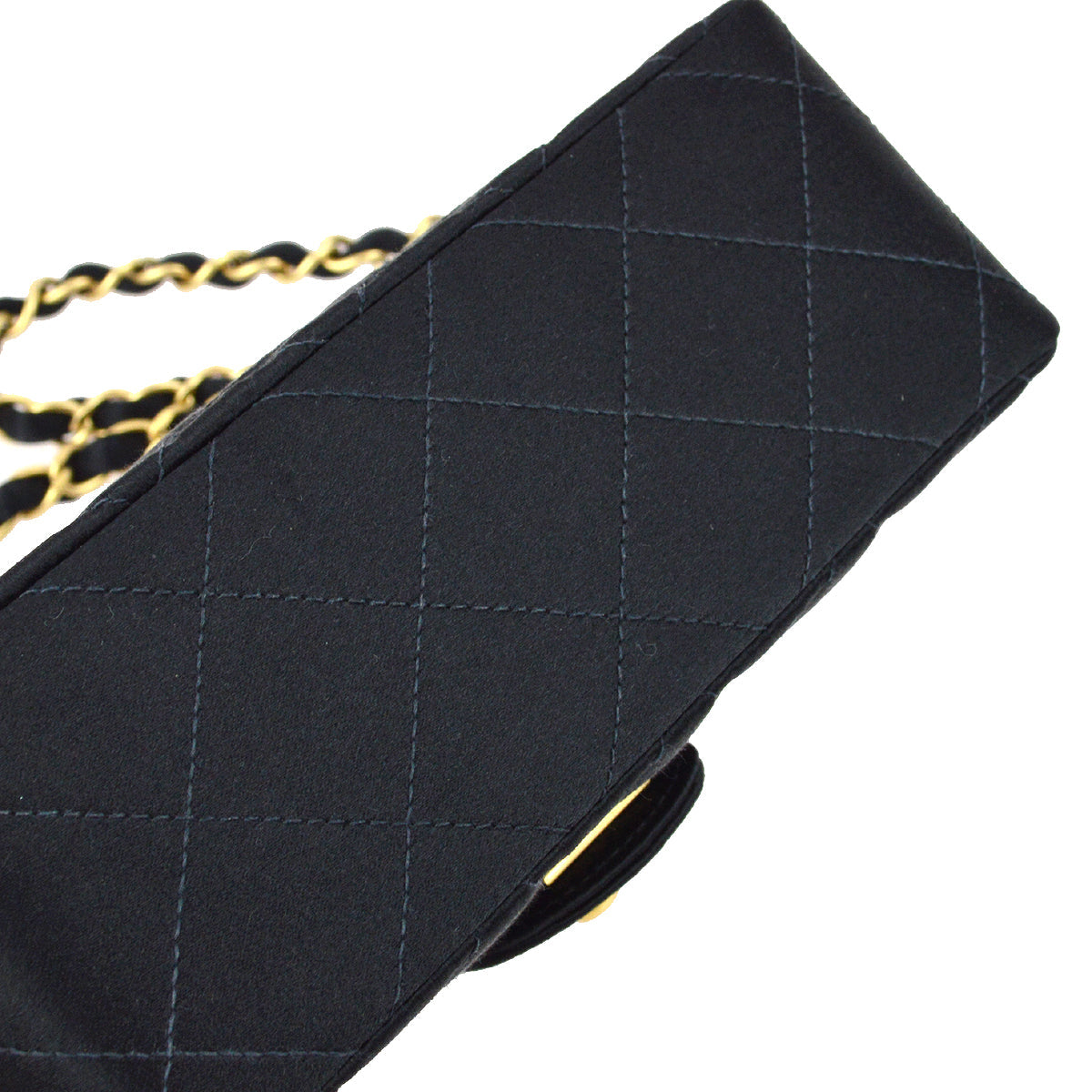 Luxury Chanel 2000-2001 Black Satin Mini Classic Square Flap Shoulder Bag 17