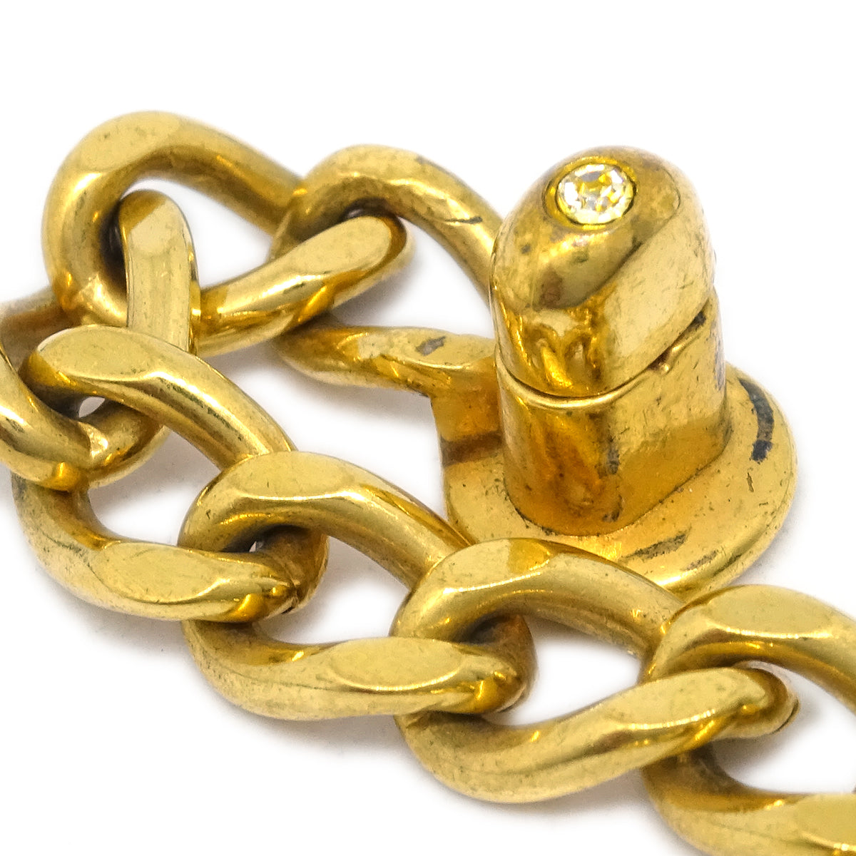 Luxury Chanel Turnlock Rhinestone Gold Chain Bracelet 96A