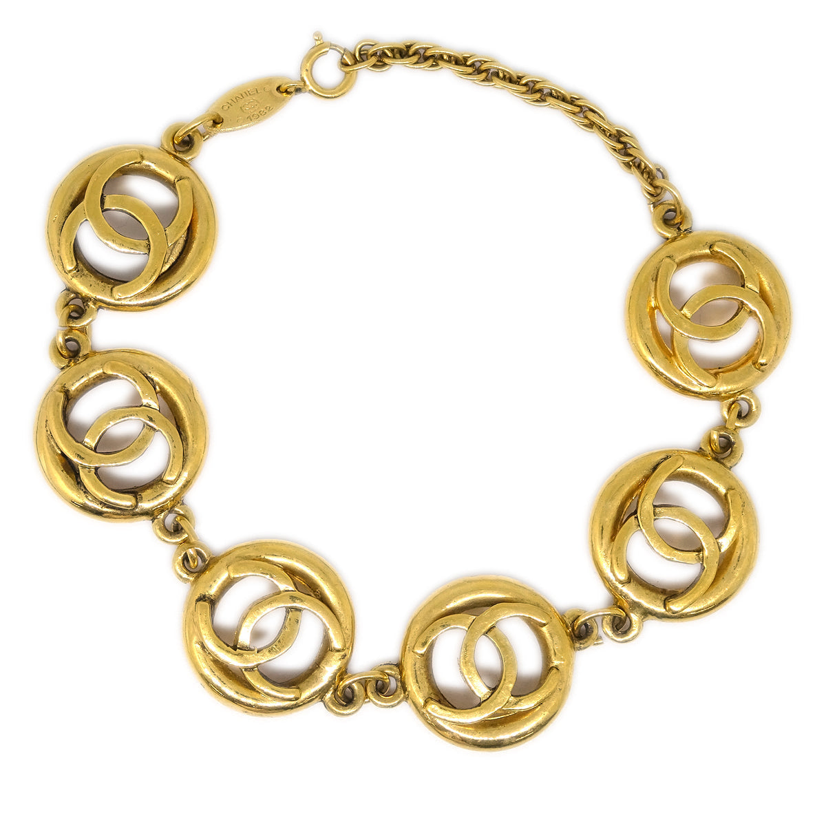 Luxury Chanel CC Bracelet Gold 1982