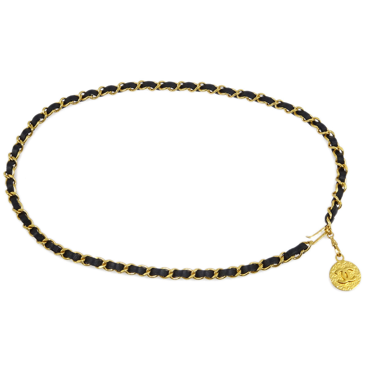 Luxury Chanel Medallion Chain Belt Black 1982 Small New