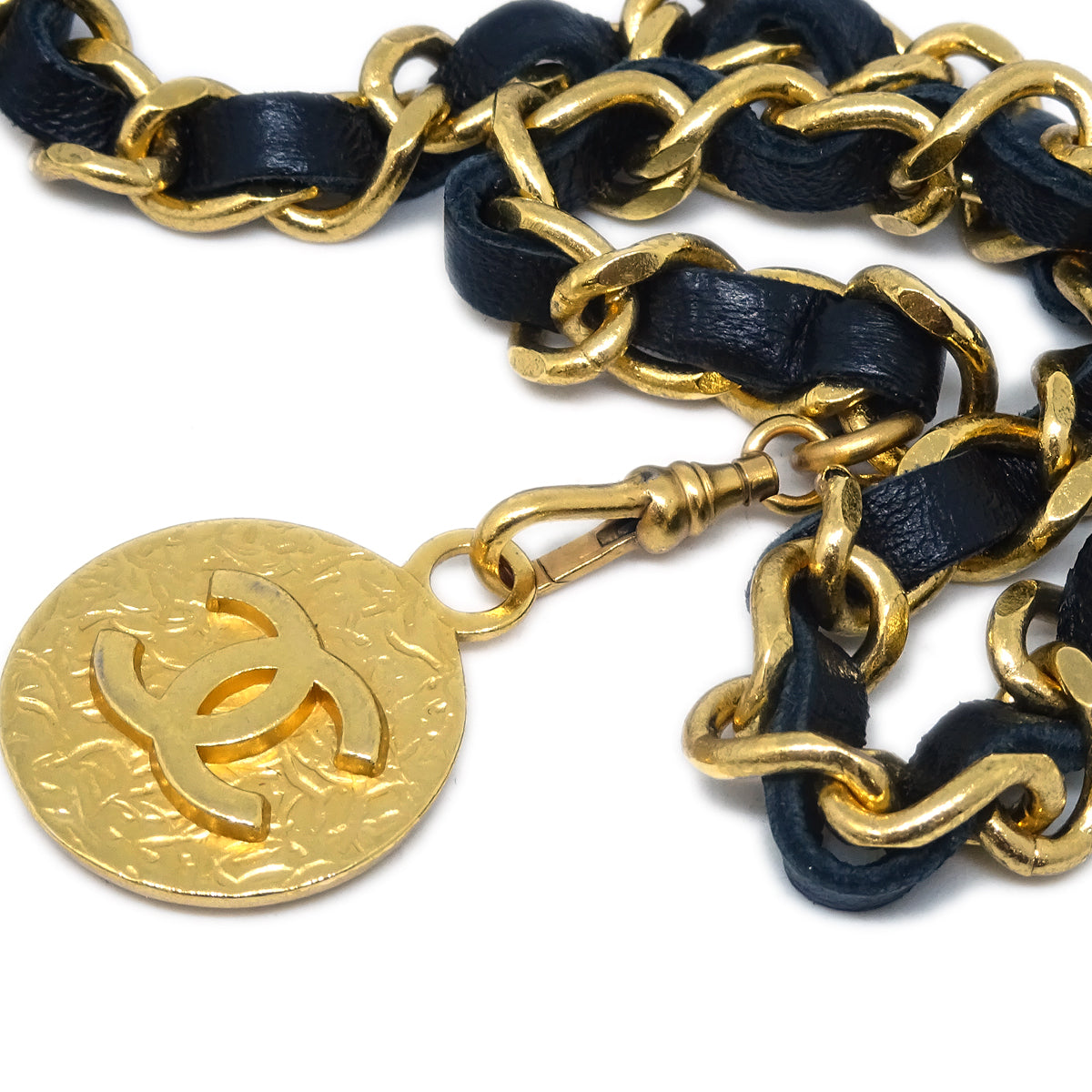 Luxury Chanel Medallion Chain Belt Black 1982 Small New