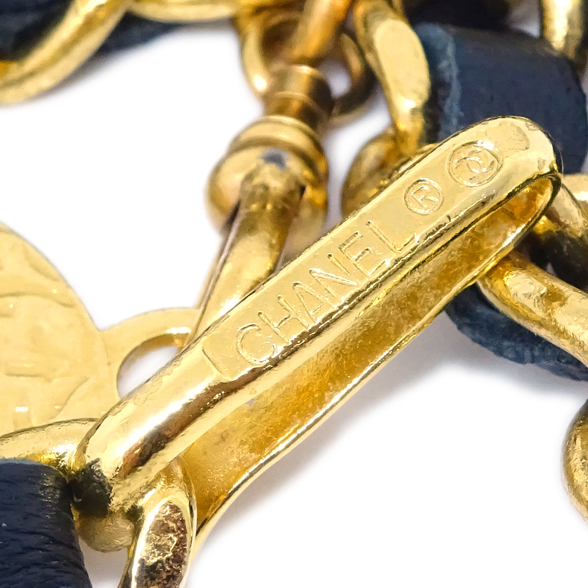 Luxury Chanel Medallion Chain Belt Black 1982 Small New