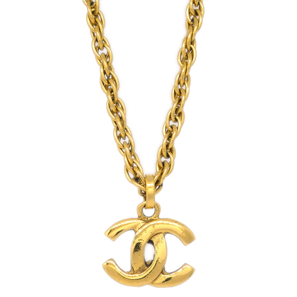 Luxury Chanel Gold CC Pendant Necklace