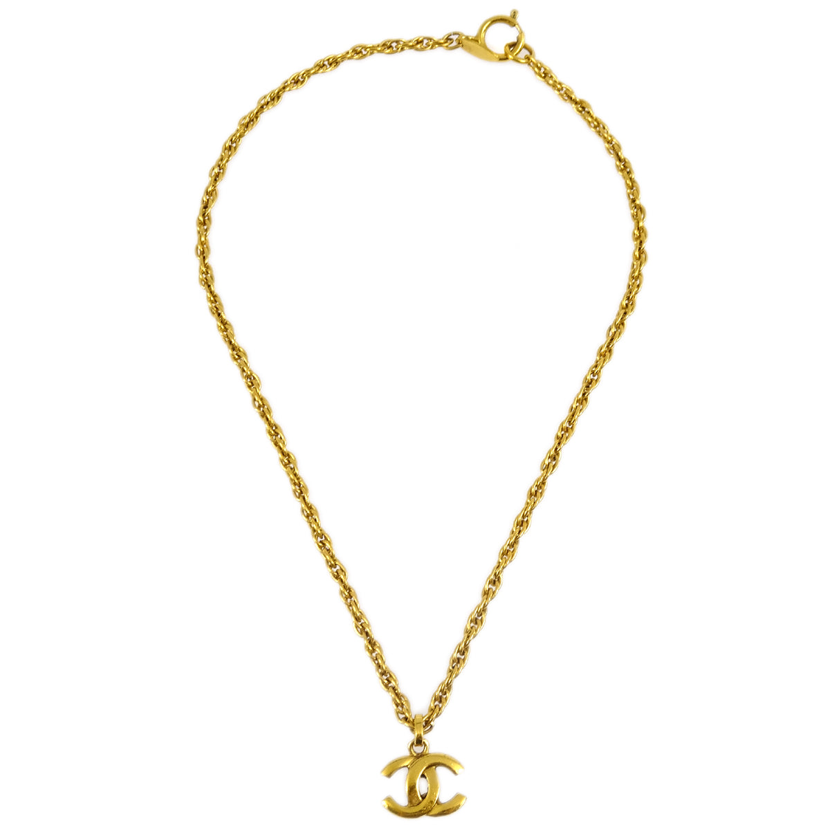 Luxury Chanel Gold CC Pendant Necklace