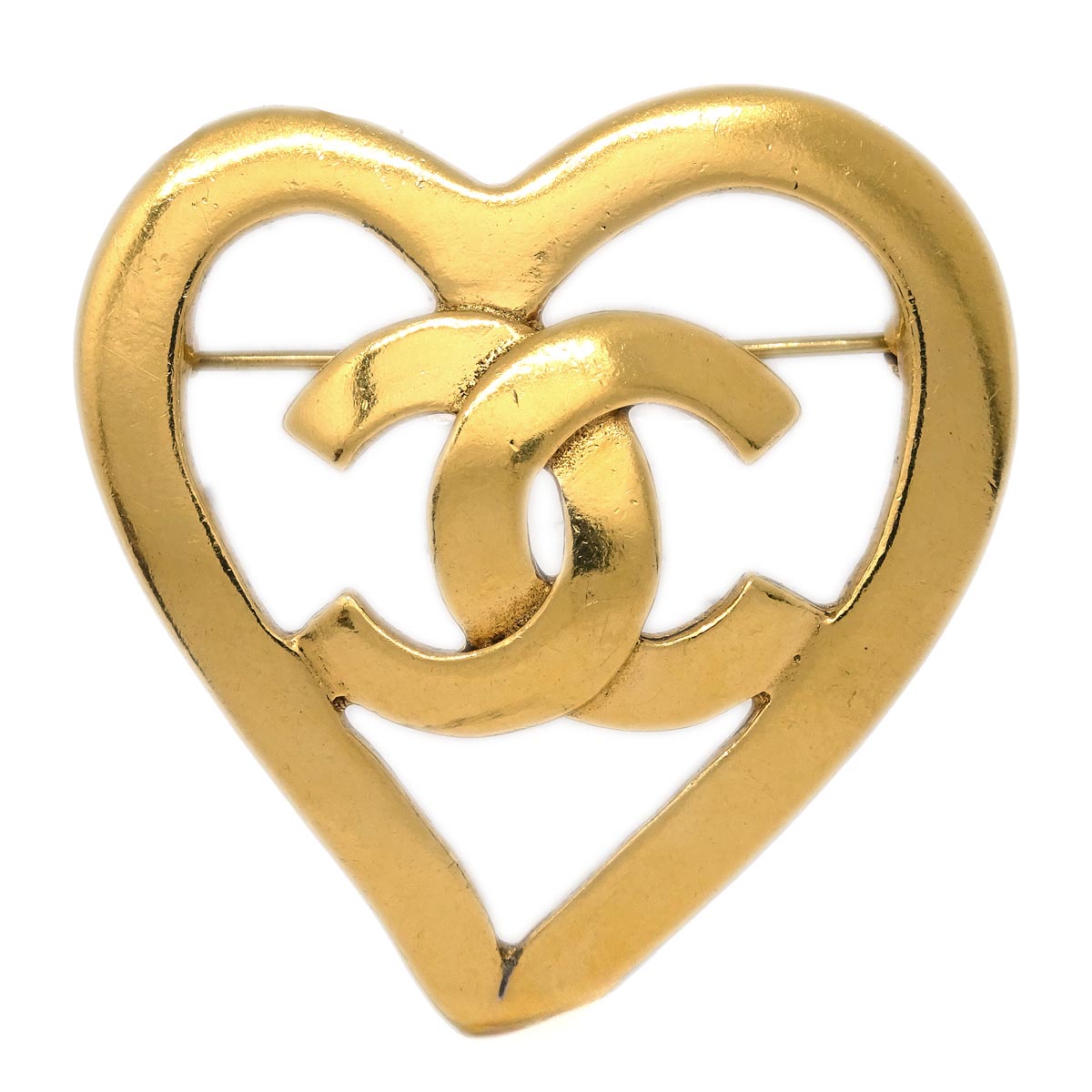 Luxury Chanel Heart Brooch Gold 95P