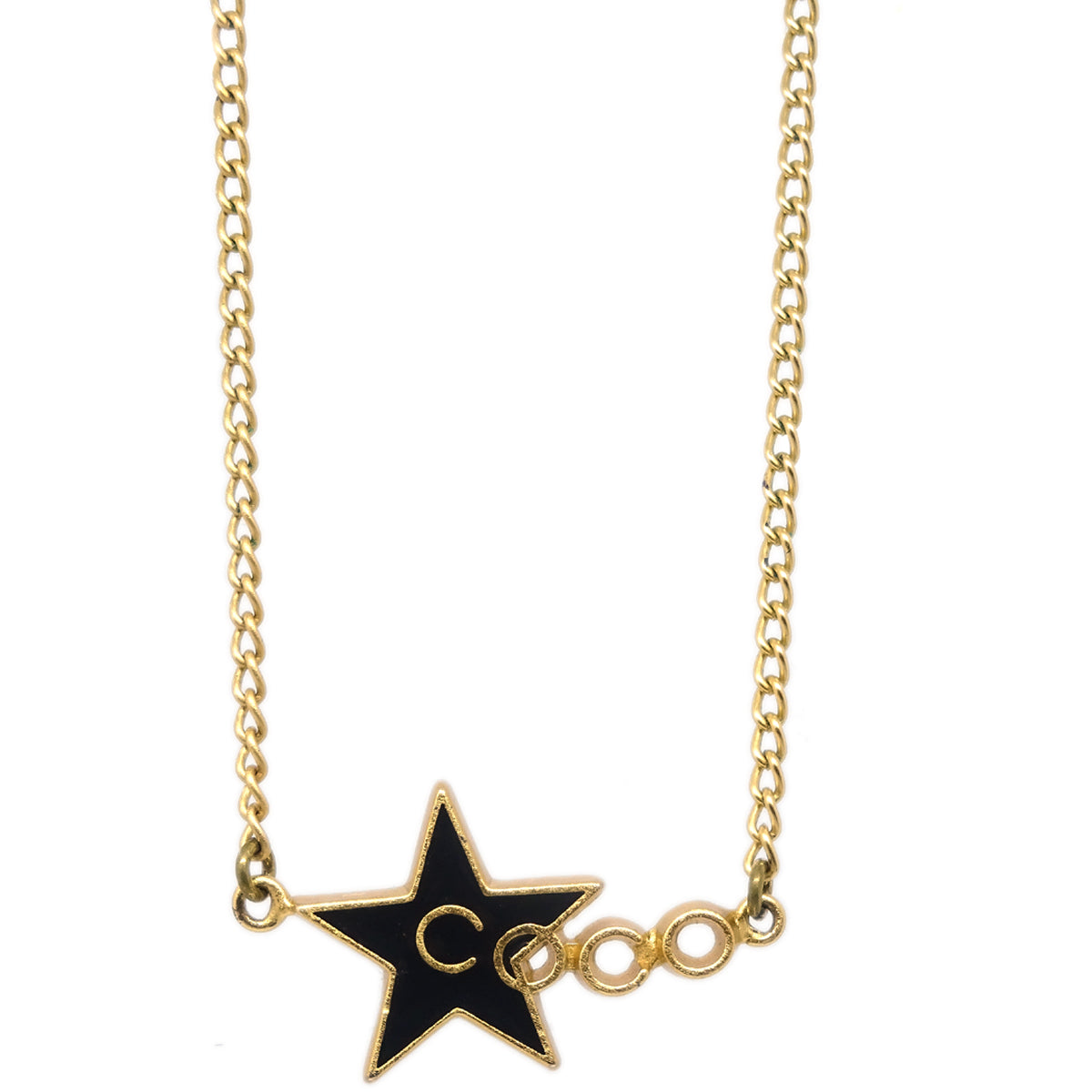Luxury Chanel Star COCO Pendant Necklace Gold 01P