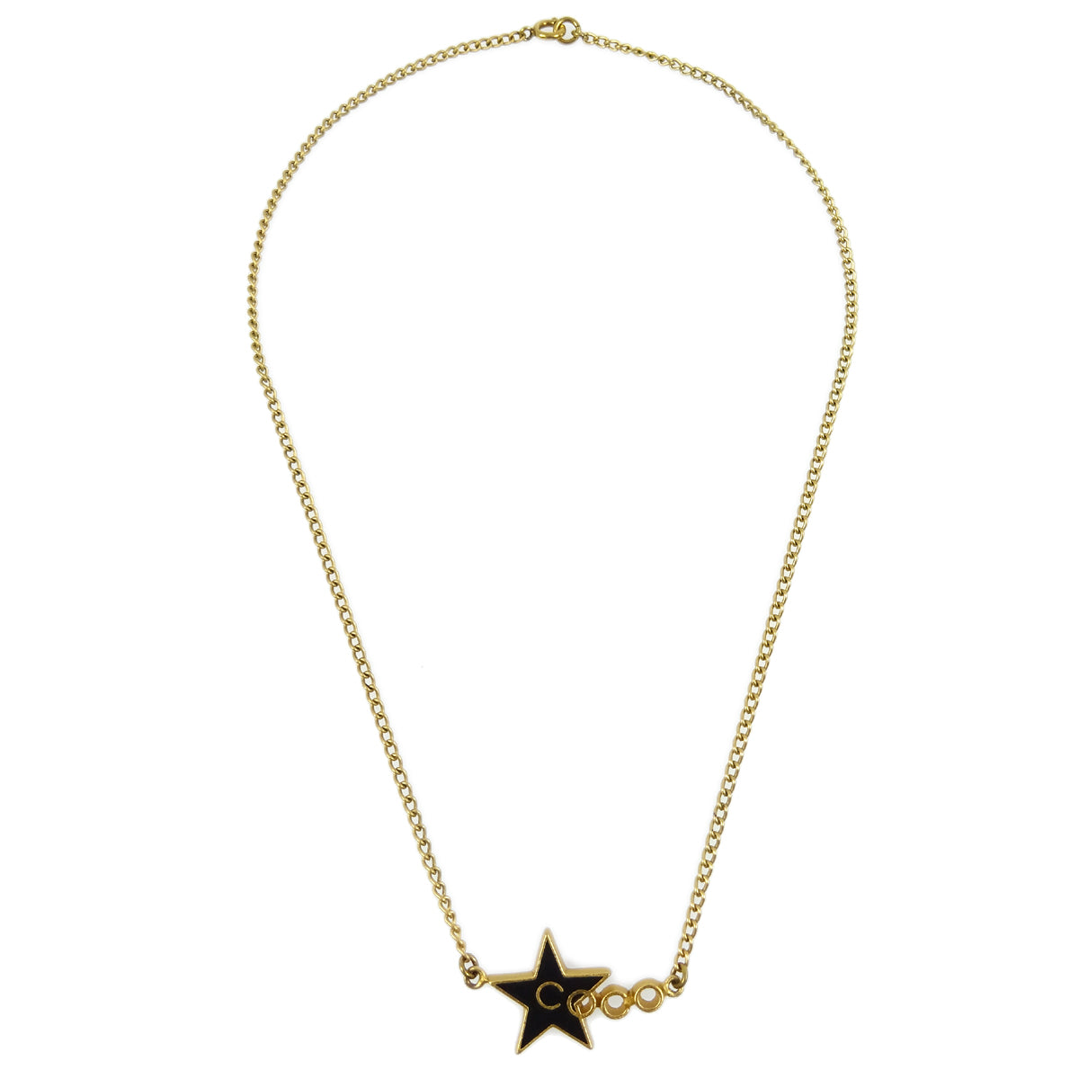 Luxury Chanel Star COCO Pendant Necklace Gold 01P