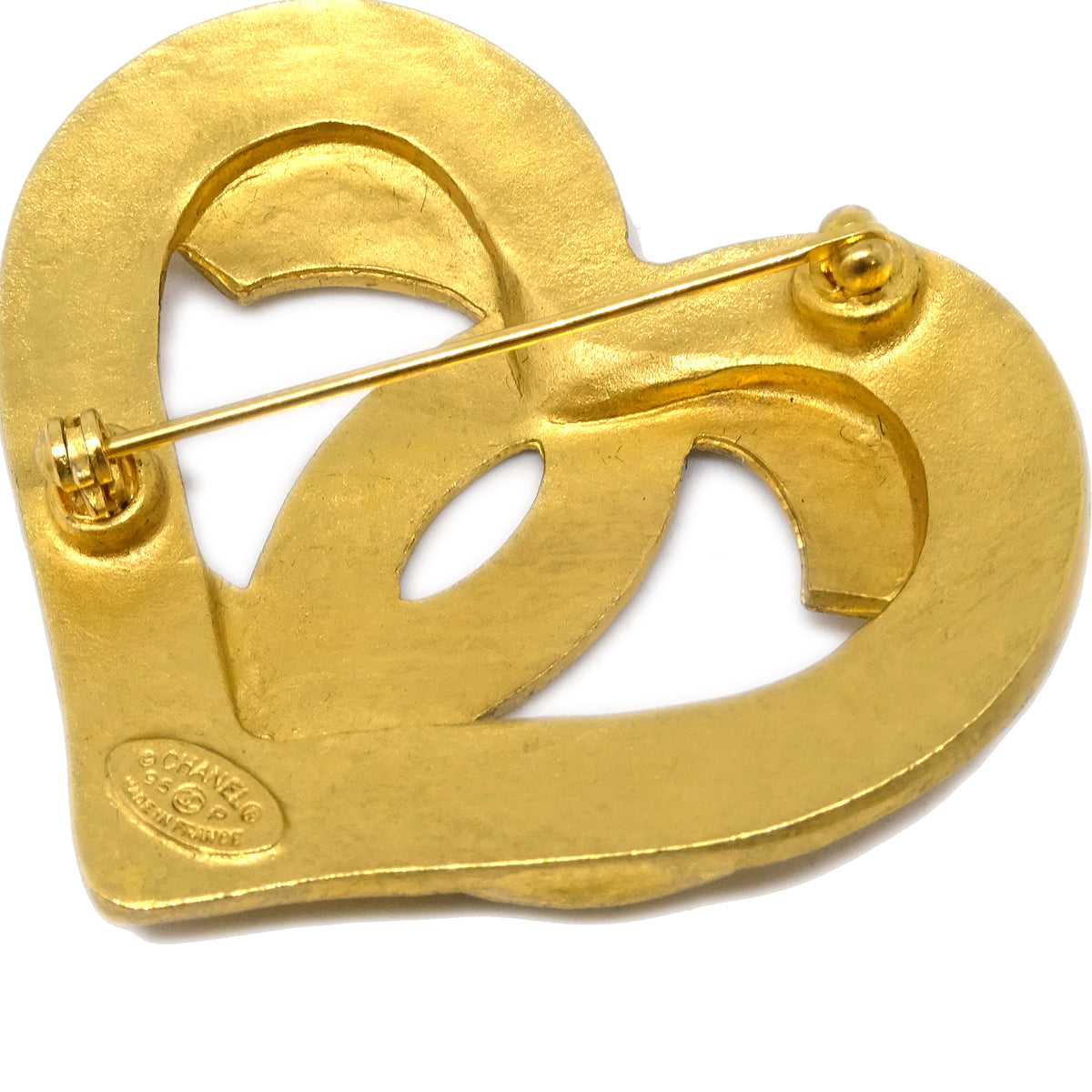 Luxury Chanel Heart Brooch Gold 95P