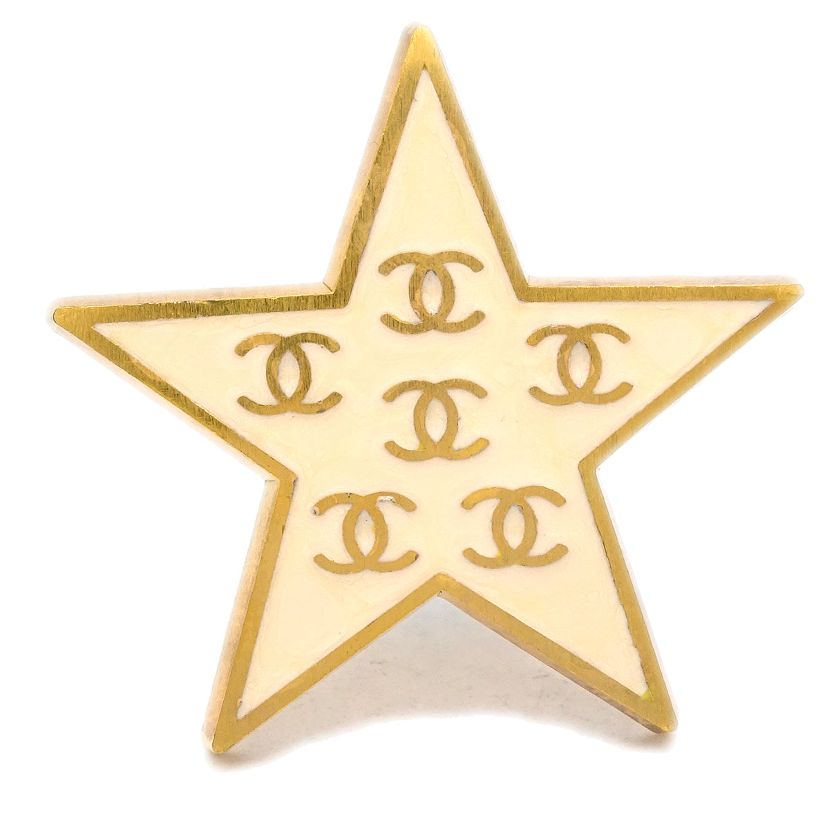Luxury Chanel Star Brooch Pin White 01P