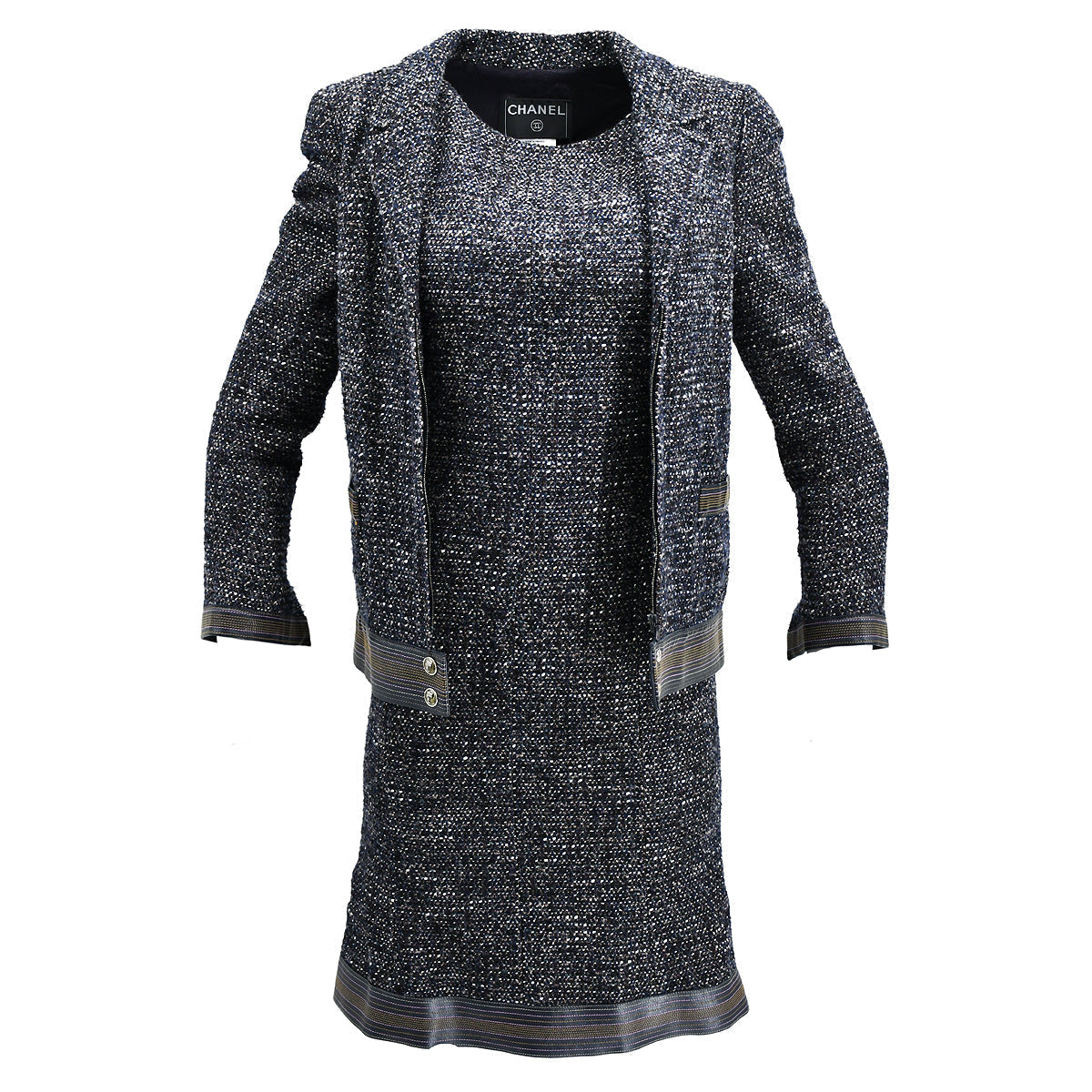 Luxury Chanel Setup Suit Jacket Dress Navy 04A #36