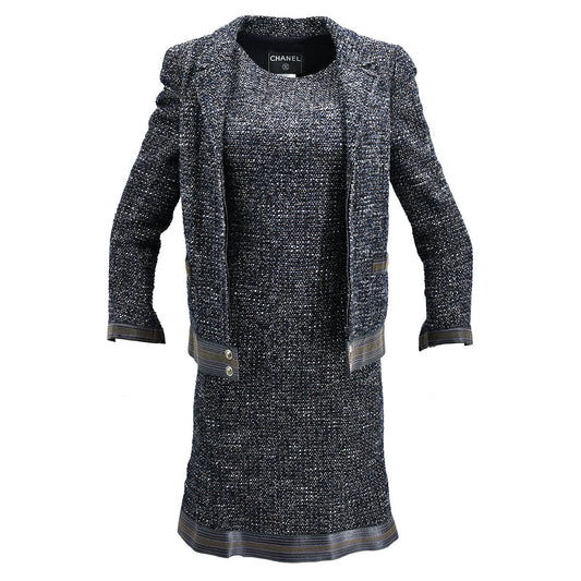 Luxury Chanel Setup Suit Jacket Dress Navy 04A #36