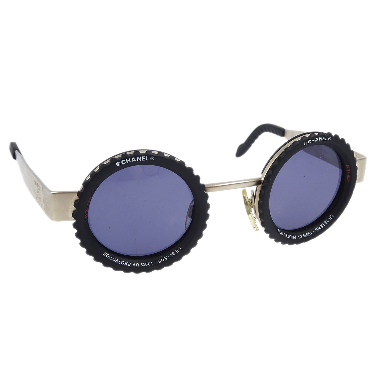 Luxury Chanel Round Sunglasses Eyewear Black Small New