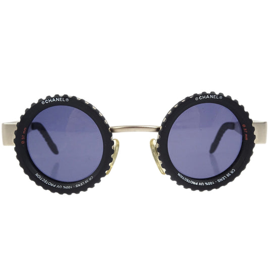 Luxury Chanel Round Sunglasses Eyewear Black Small New