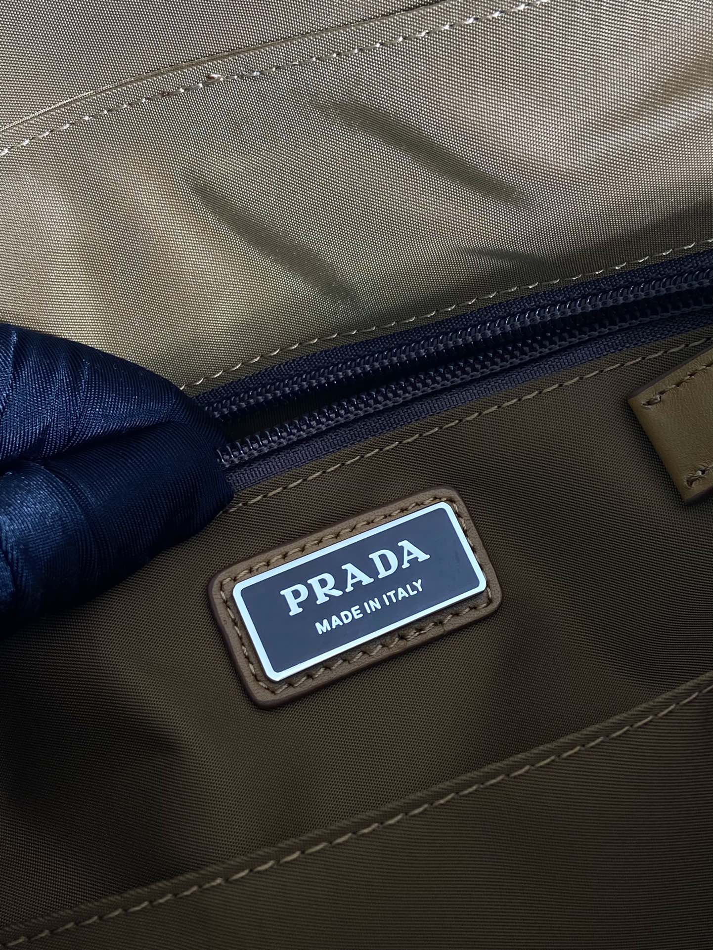 Luxury PradaLARGE FLAP BAG 30 IN CIDER BROWN RE-NYLON AND CALFSKIN TRIM