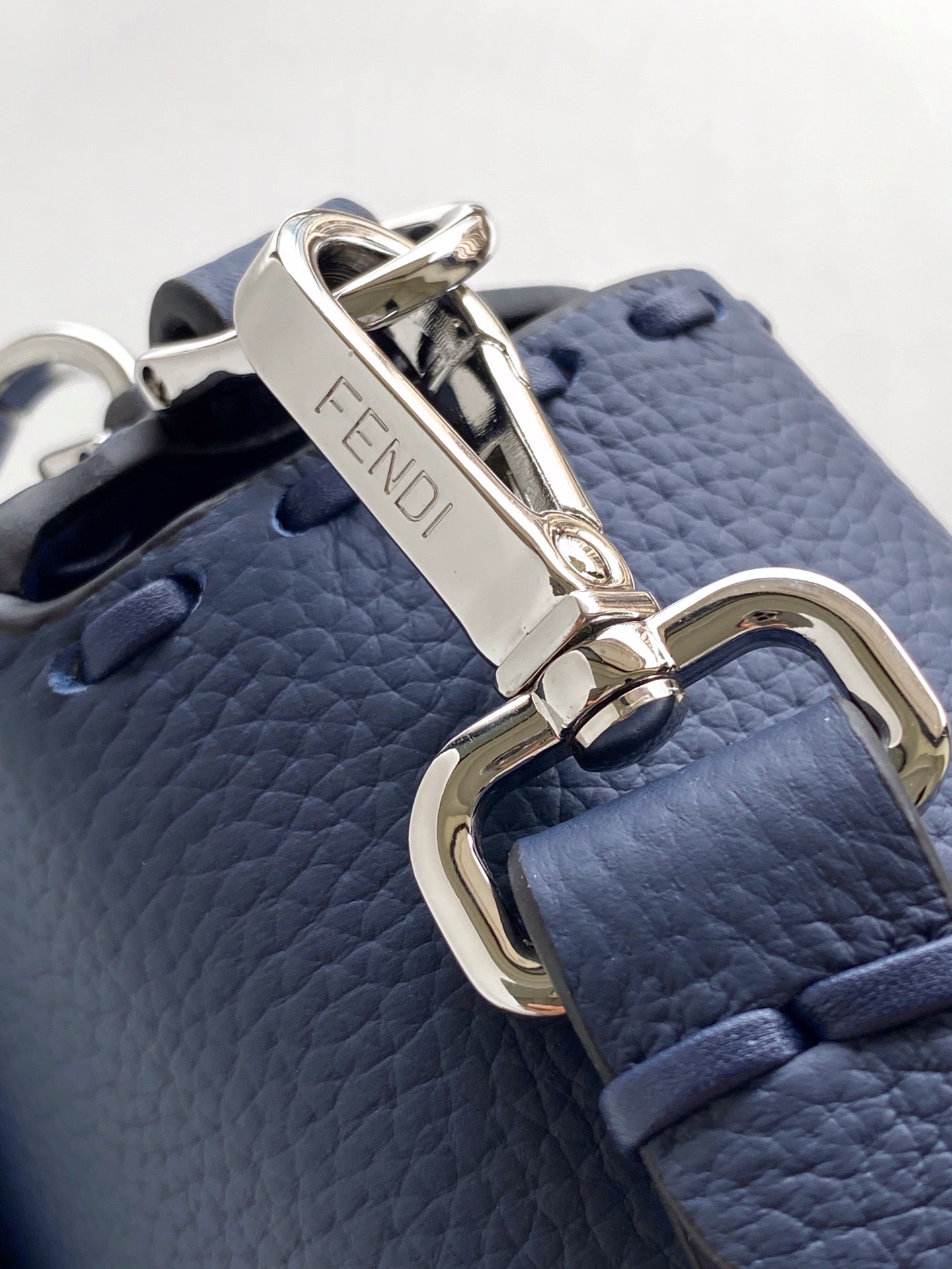 Luxury FendiFend Baguette 27 Bag Dark Blue Calfskin Shw