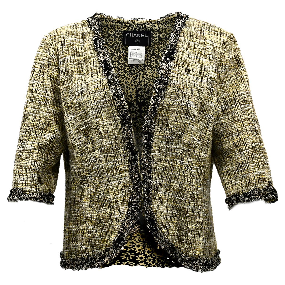 Luxury Chanel Collarless Jacket Beige 03P #48