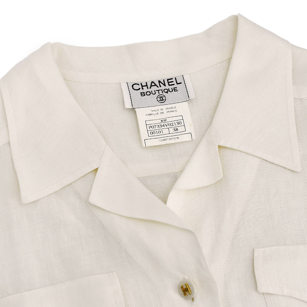 Luxury Chanel Shirt White 97P #38