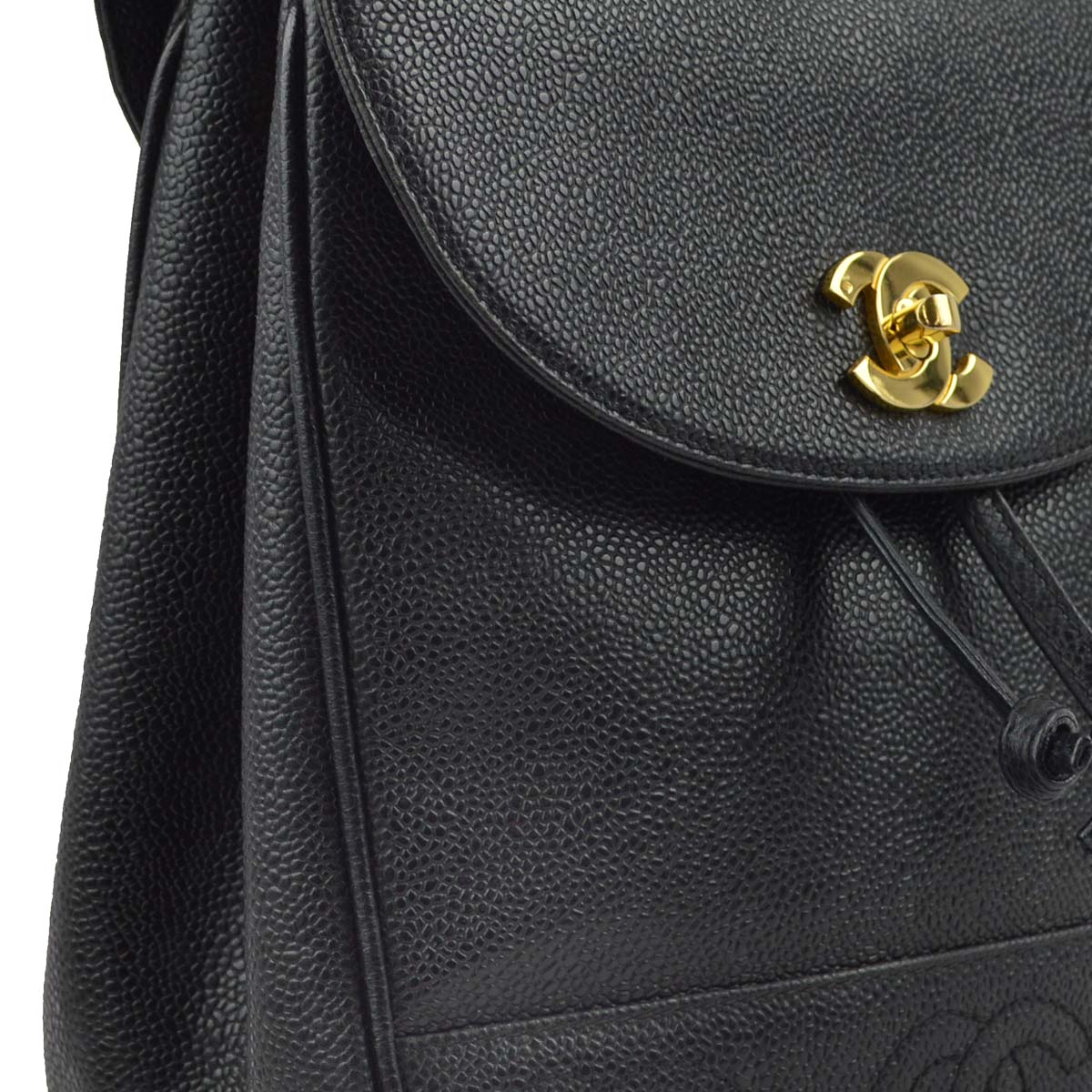 Luxury Chanel 1996-1997 Black Caviar Triple CC Backpack