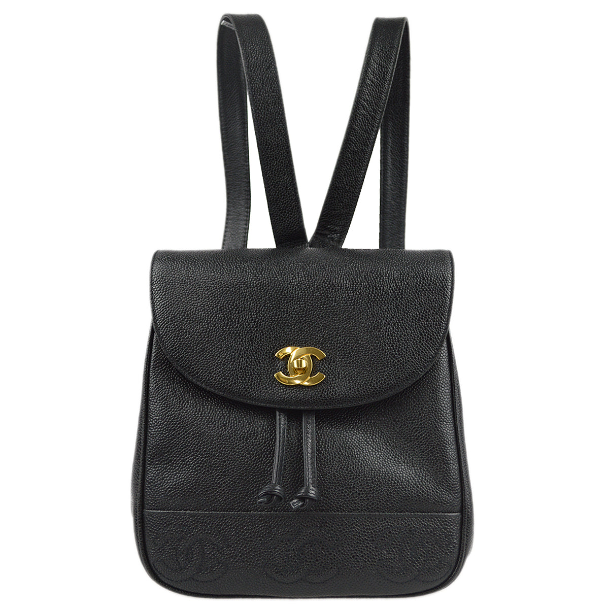 Luxury Chanel 1996-1997 Black Caviar Triple CC Backpack