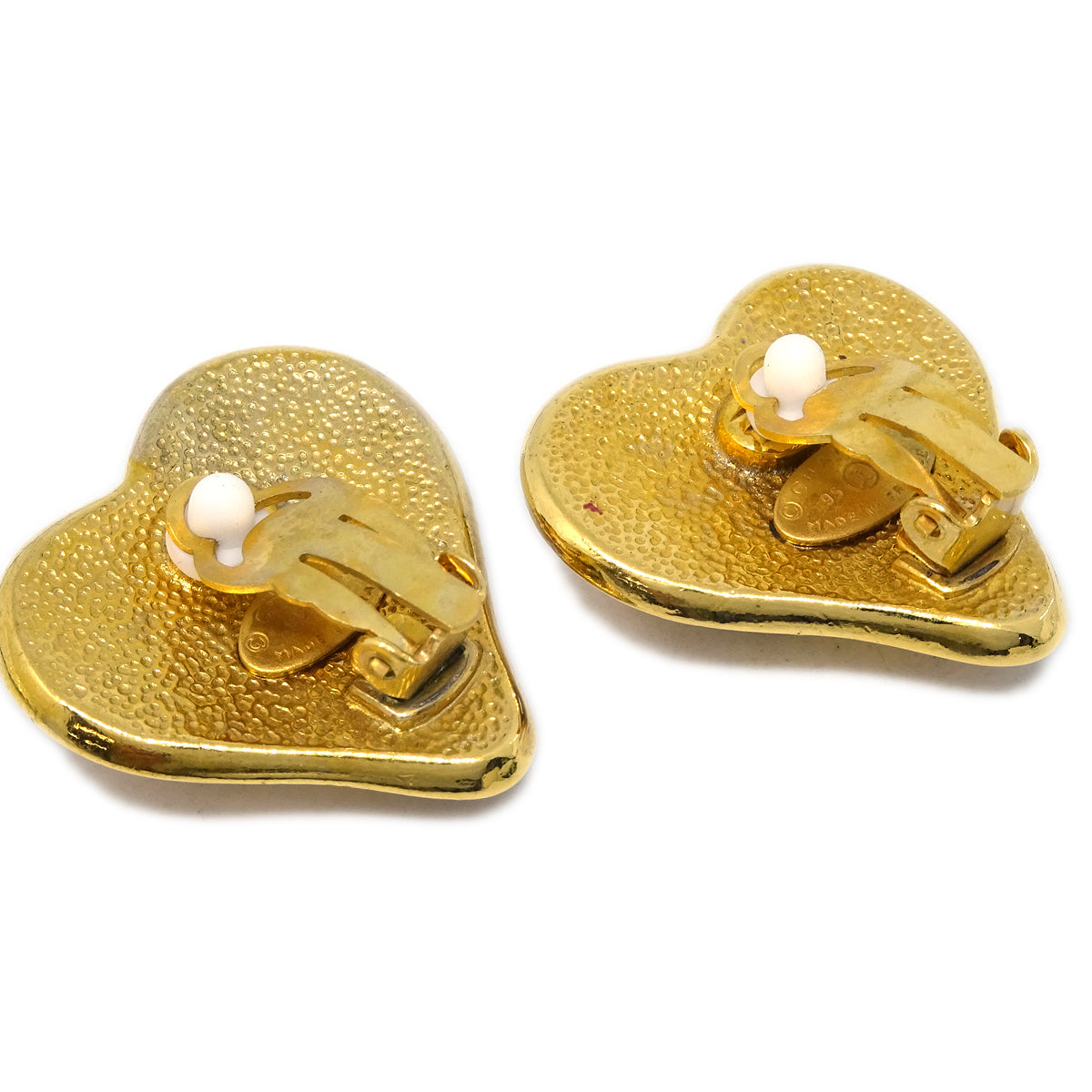 Luxury Chanel Gold Heart Earrings Clip-On 95P
