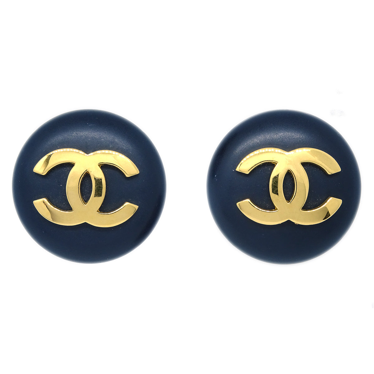 Luxury Chanel Black Button Earrings Clip-On 24