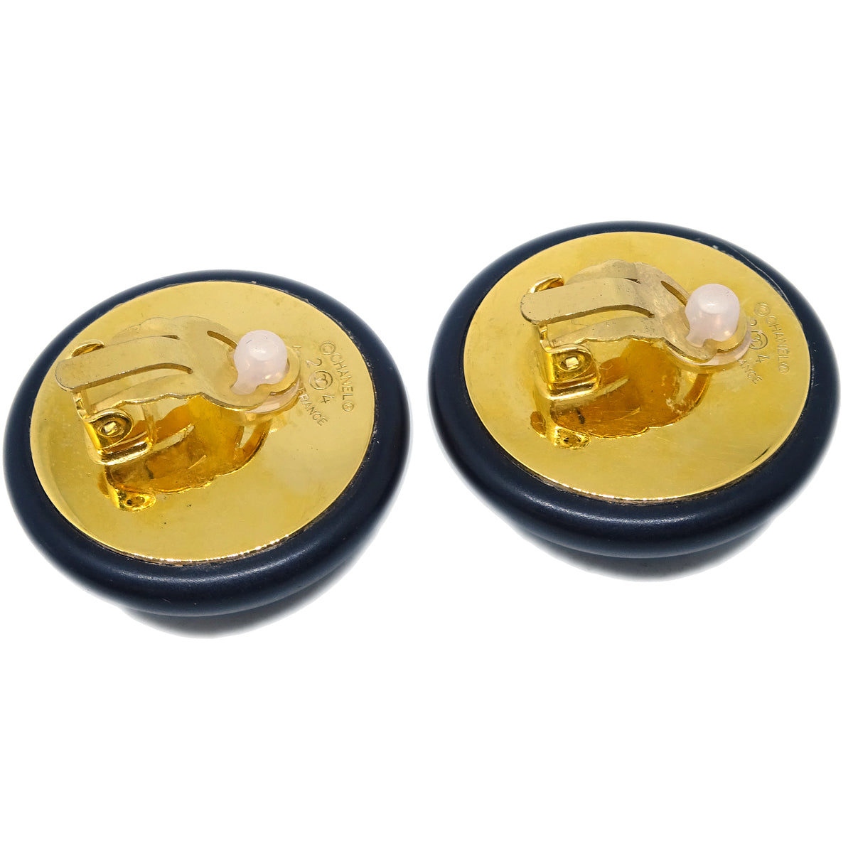 Luxury Chanel Black Button Earrings Clip-On 24