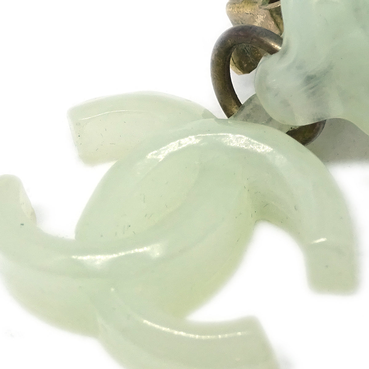 Luxury Chanel Dangle Earrings Clip-On Light Green 02P