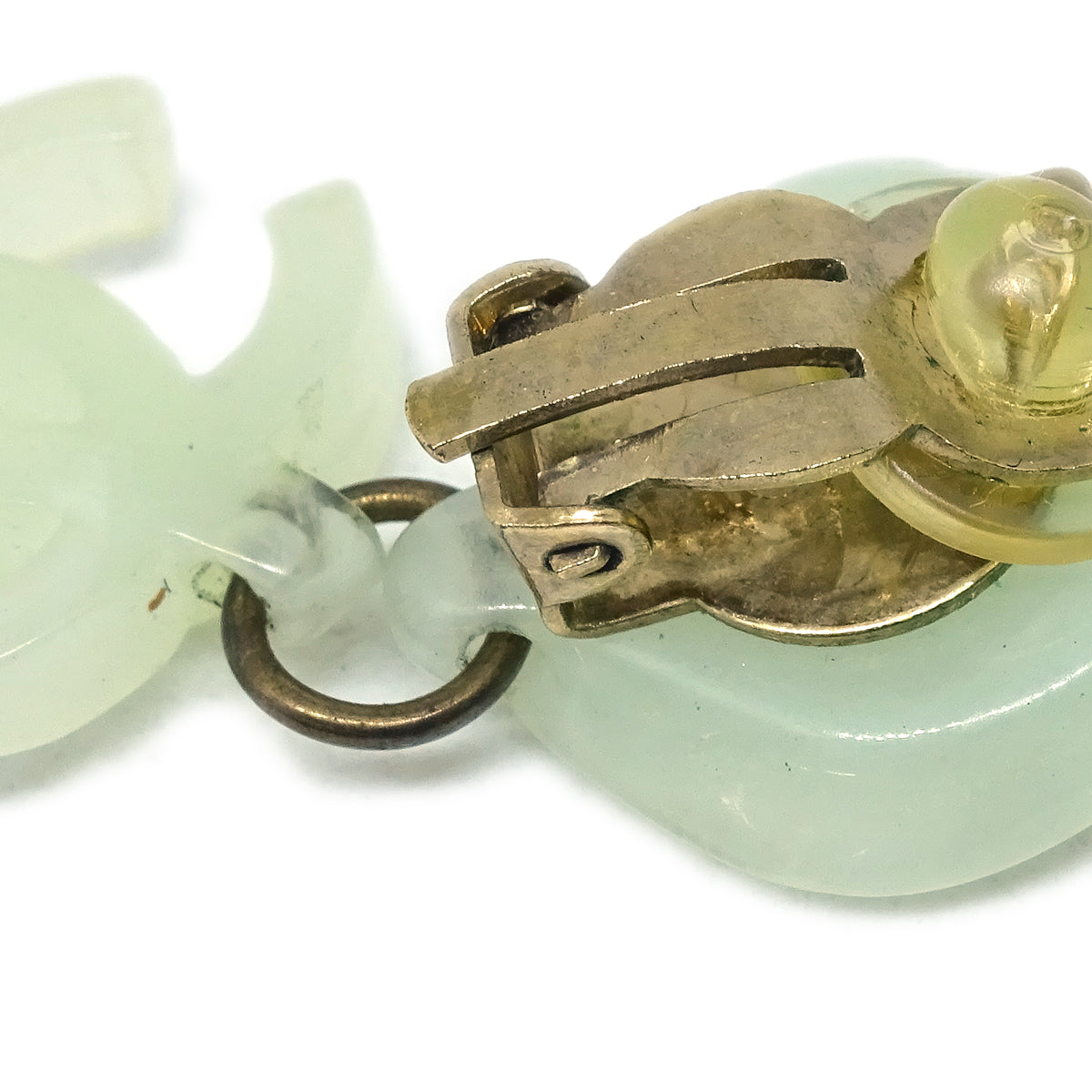Luxury Chanel Dangle Earrings Clip-On Light Green 02P