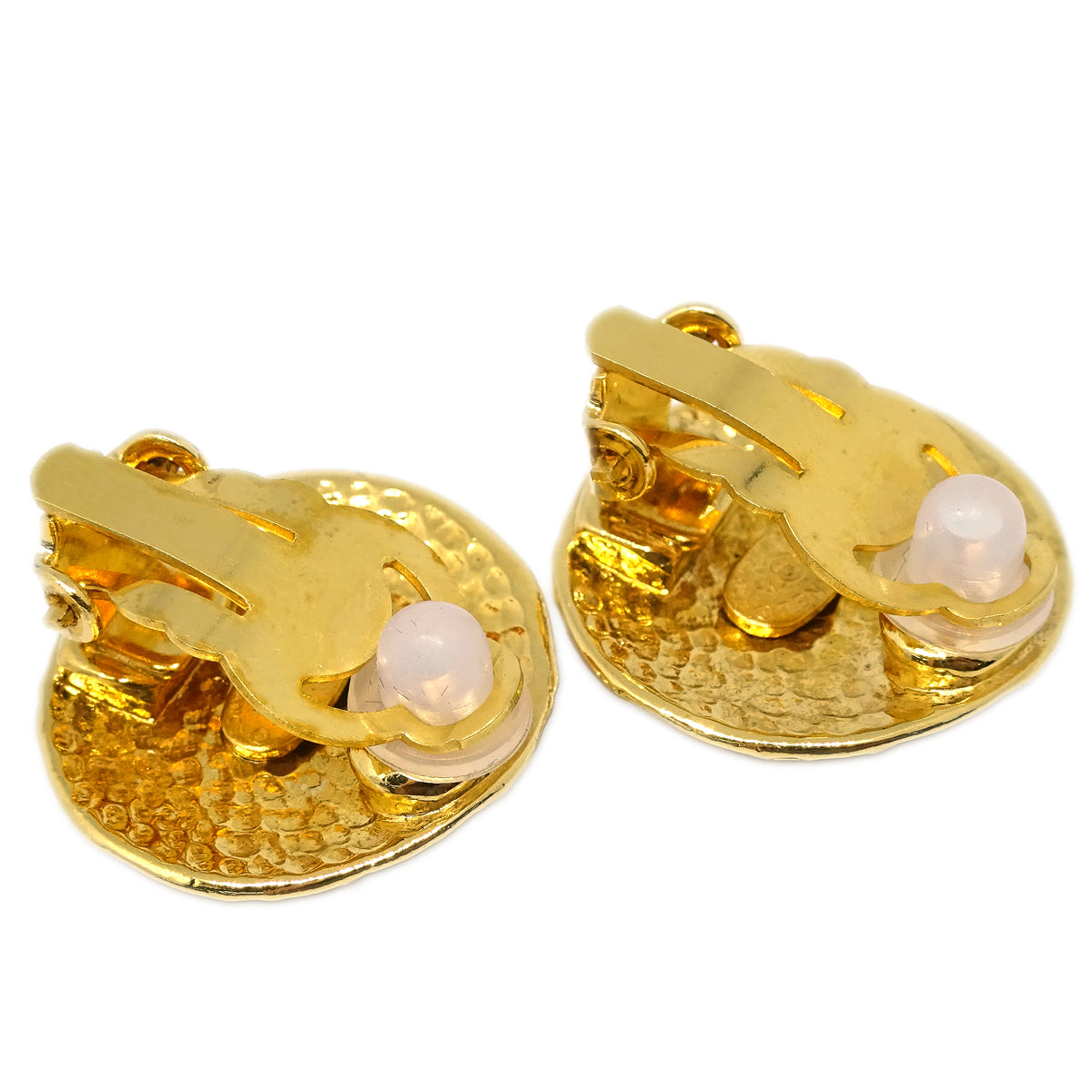 Luxury Chanel Button Earrings Clip-On Gold 95A