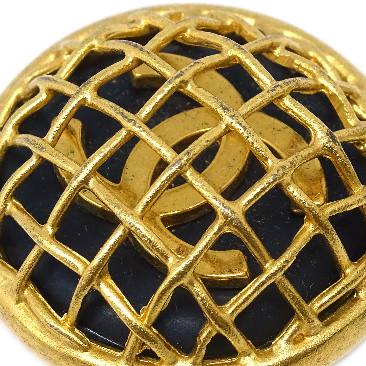 Luxury Chanel Button Earrings Clip-On Gold 95A
