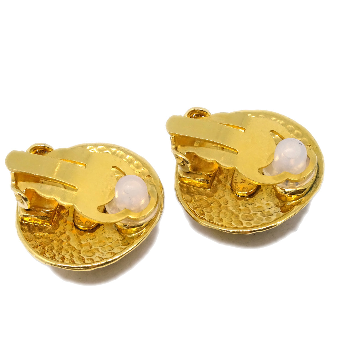 Luxury Chanel Button Earrings Clip-On Gold 95A