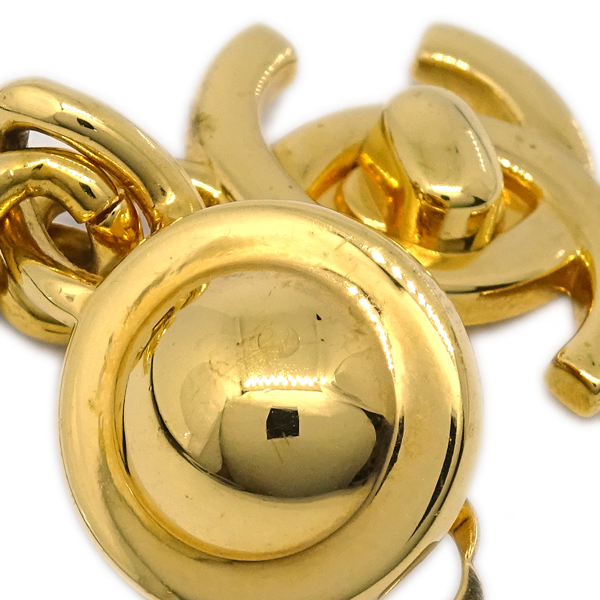 Luxury Chanel Dangle Turnlock Earrings Clip-On Gold 96A