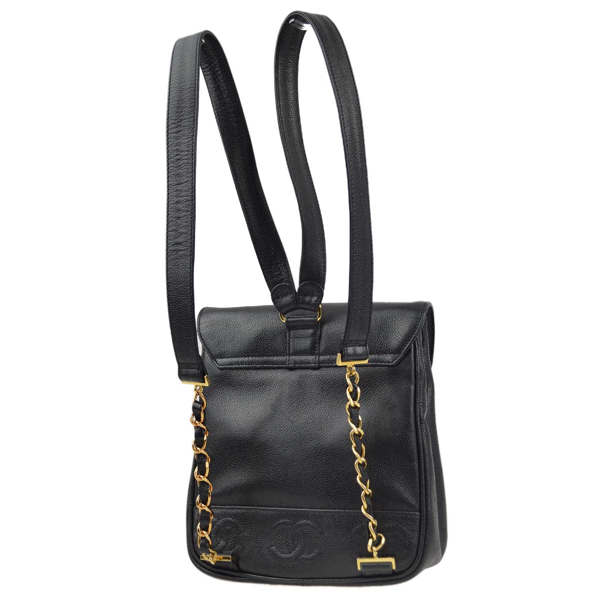 Luxury Chanel 1996-1997 Black Caviar Triple CC Backpack