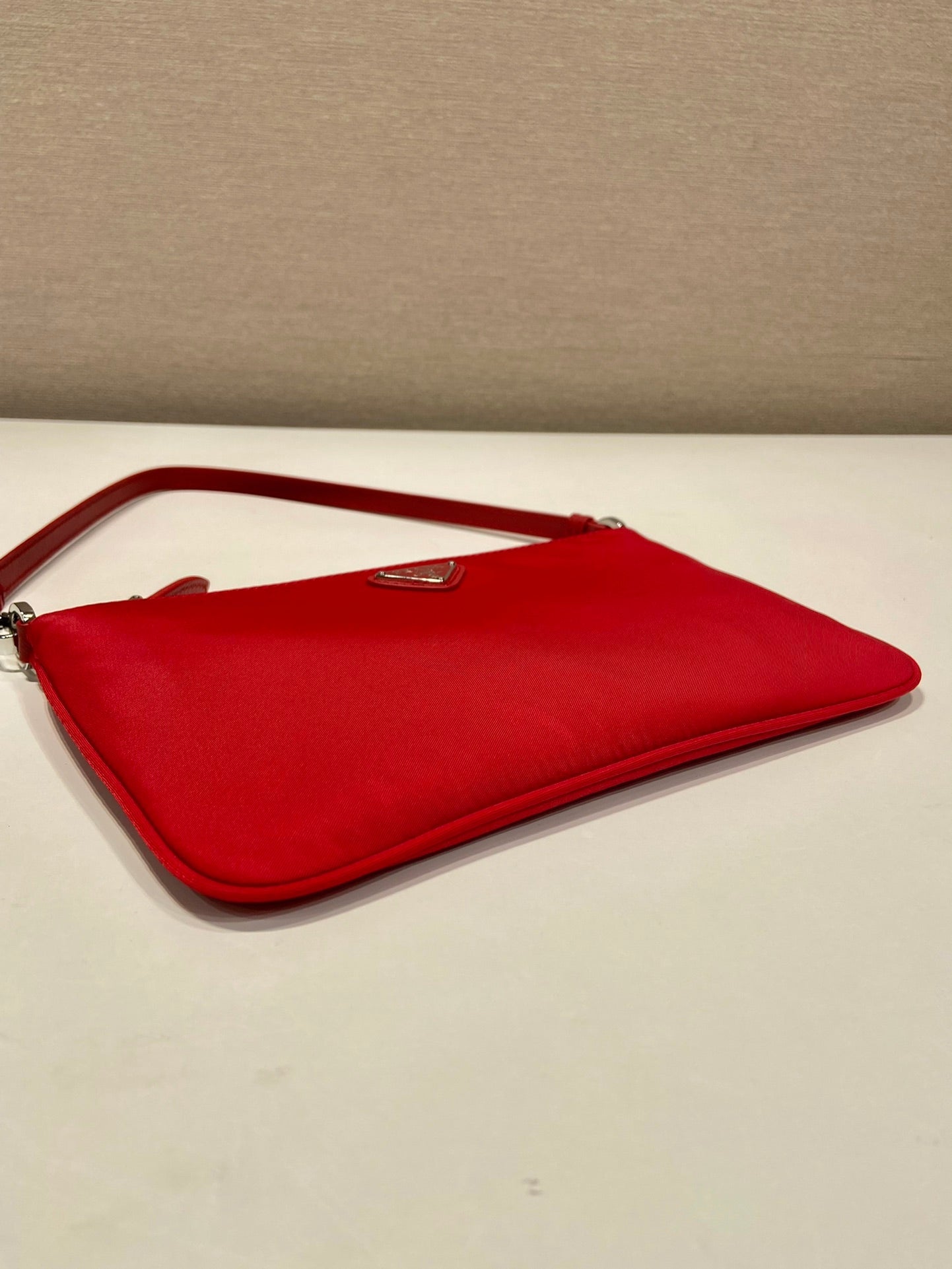 Luxury PradaSHOULDER BAG 24 WITH TRIANGLE LOGO IN PASSION RED RE-NYLON FABRIC